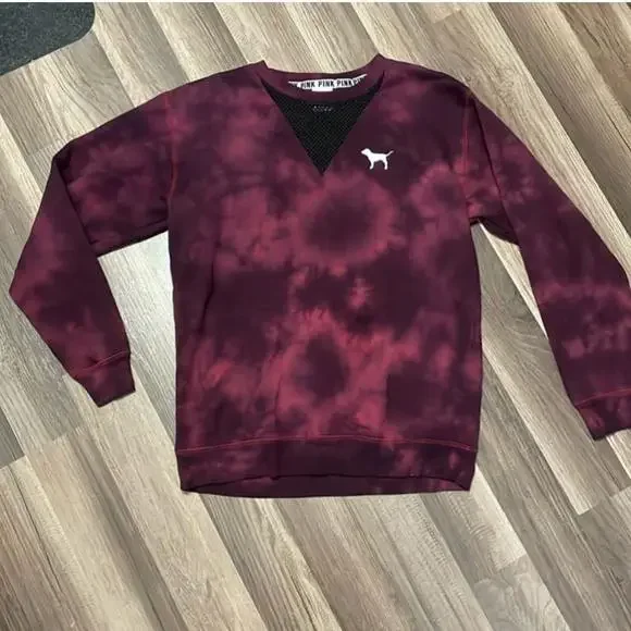 Women's Victoria's Secret PINK XS Maroon Tie Dye Sweatshirt - Picture 2 of 8